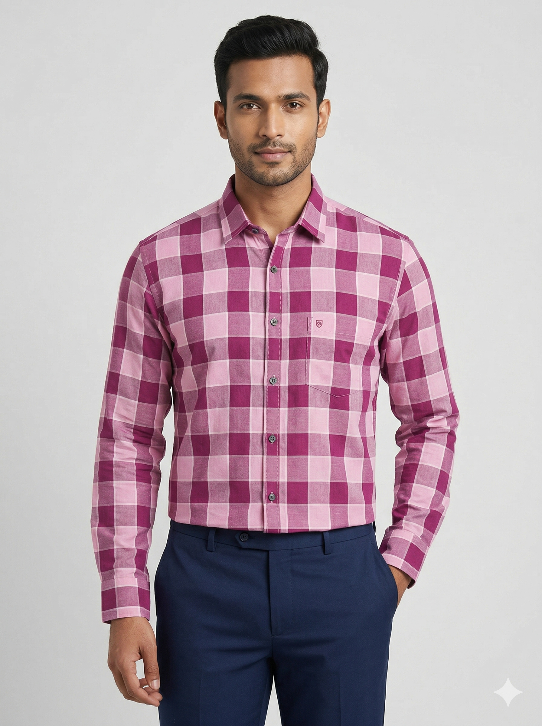 Lined Club Full Slive Pink Checks
