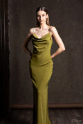 Party Wear Womens Coctail Dress Olive Green